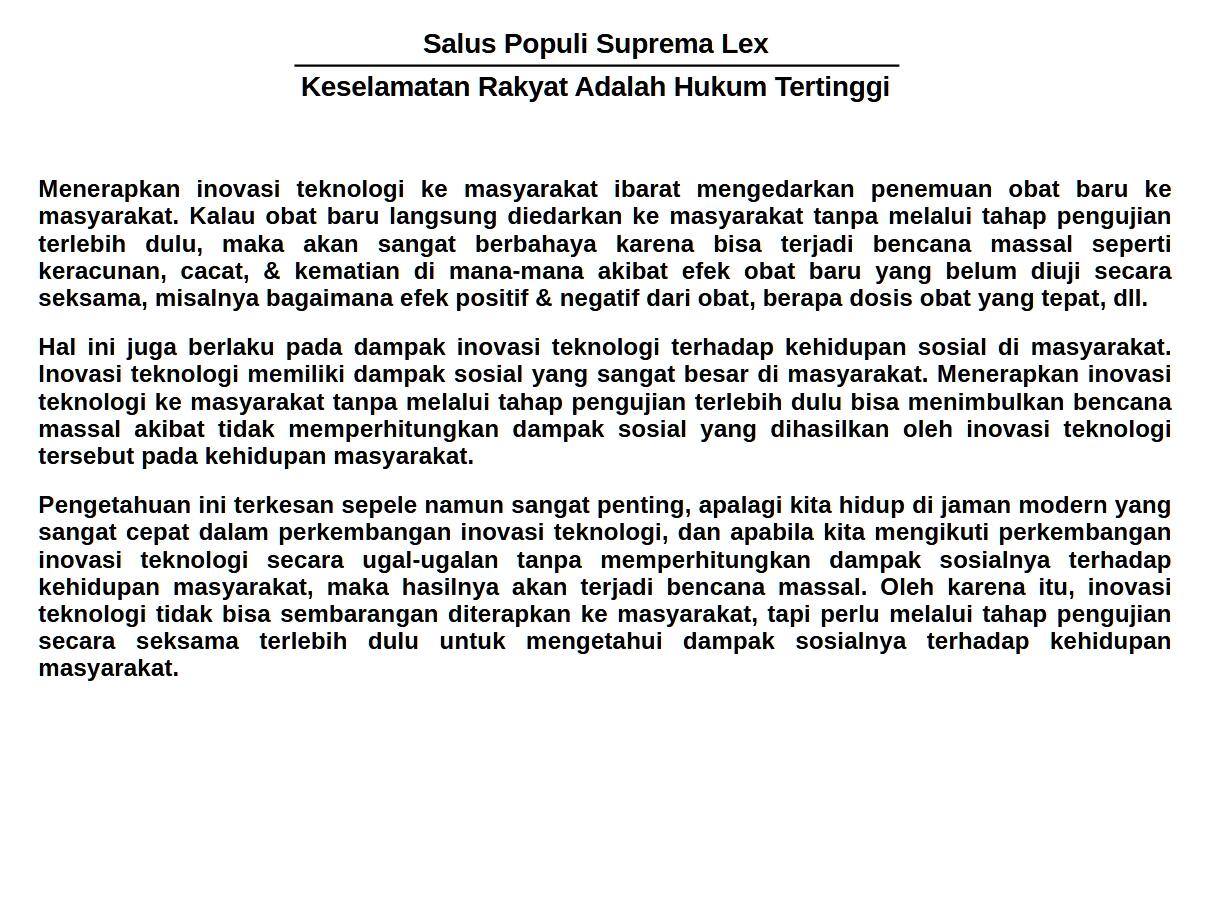 Keselamatan Rakyat Adalah Hukum Tertinggi