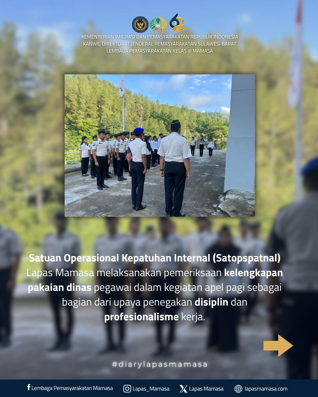 Satopspatnal Tegakkan Disiplin Melalui Pemeriksaan Pakaian Dinas Saat Apel Pagi