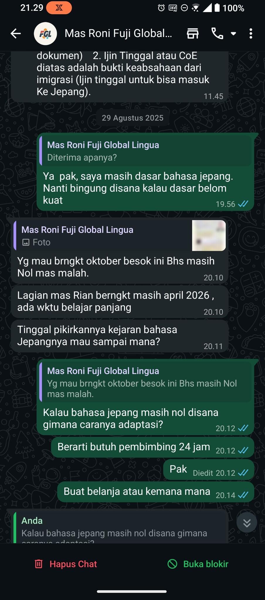 Penipuan LPK Fuji Global Lingua asal Kabupaten Subang Jawa Barat Owner Roni Maulana