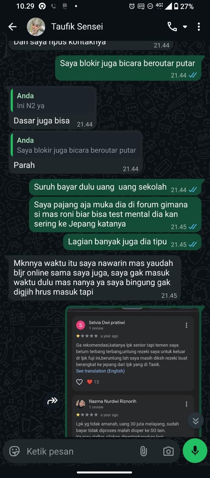 Penipuan LPK Fuji Global Lingua asal Kabupaten Subang Jawa Barat Owner Roni Maulana