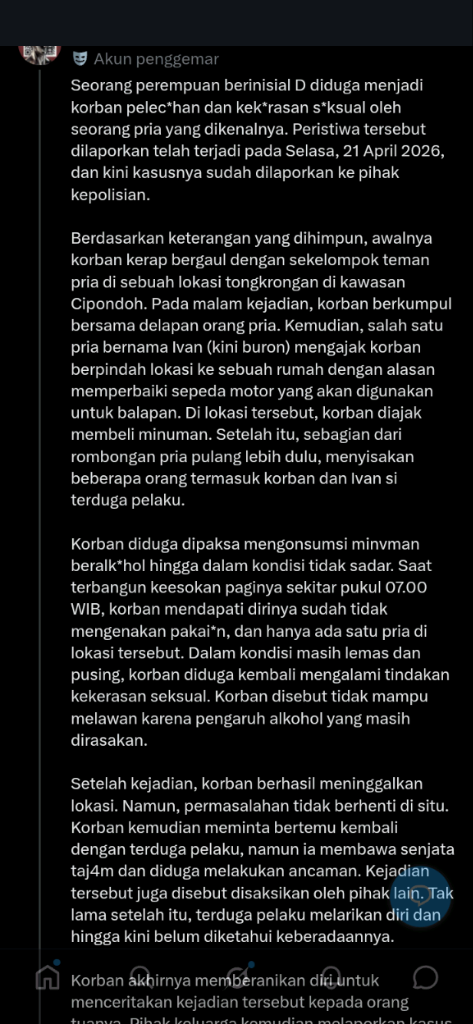 Polisi Buru Pelaku Viral Cekoki Miras dan Cabuli Bocah di Cipondoh