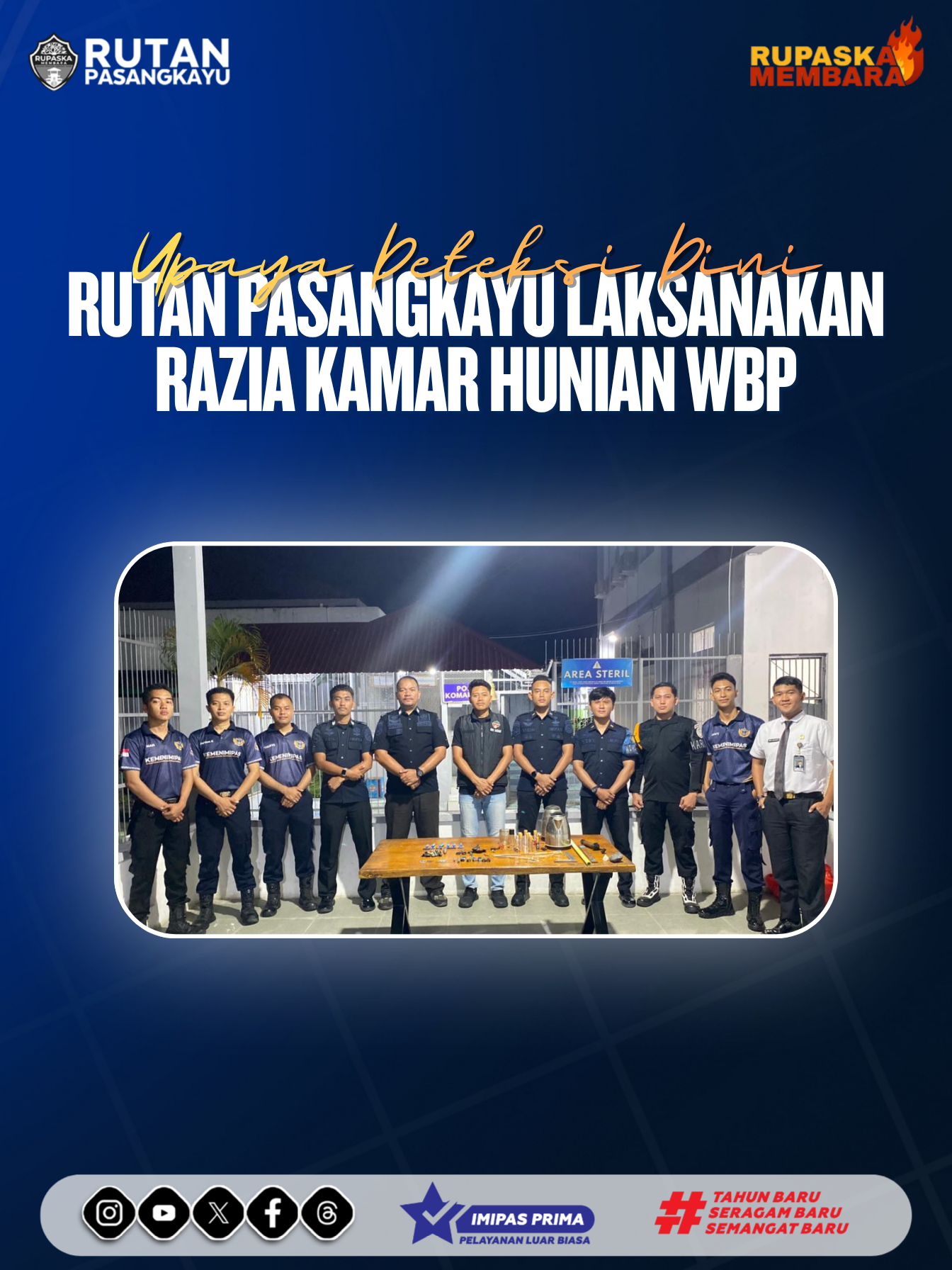 Upaya Deteksi Dini, Rutan Pasangkayu Laksanakan Razia Kamar Hunian WBP