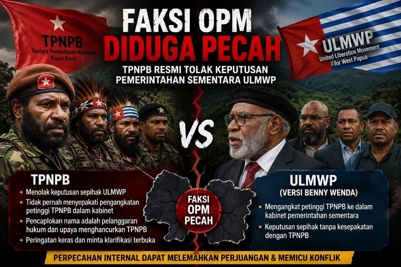 Faksi OPM Pecah, TPNPB Resmi Tolak Keputusan Pemerintahan Sementara ULMWP