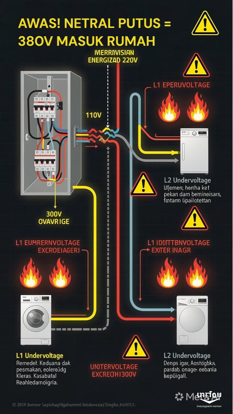 Bahaya Netral Putus di Rumah 220V - Tegangan Bisa Jadi 380V