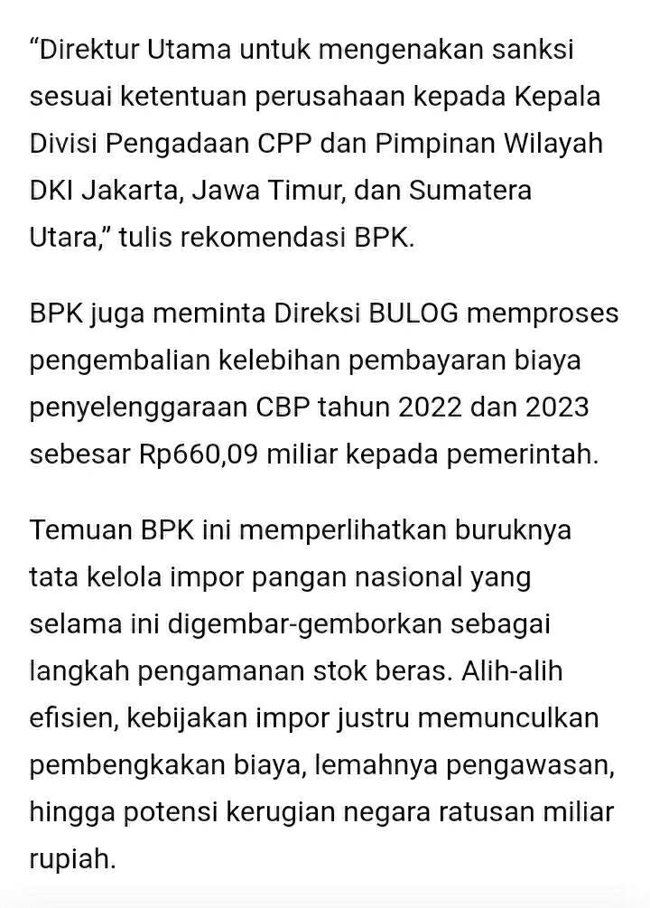 Skandal Impor Beras BULOG: Biaya Demurrage Rp128 M hingga Pembayaran Ganda Rp660 M