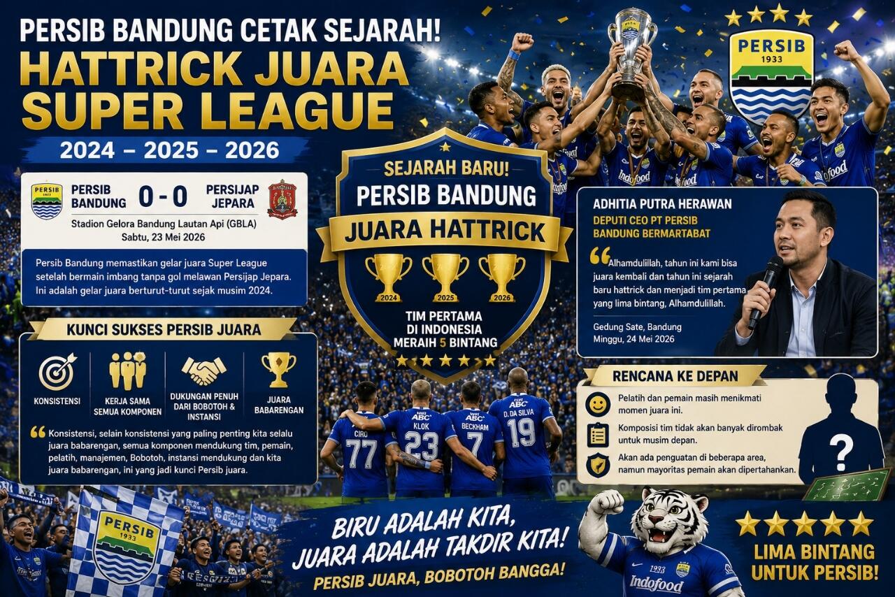 Persib Jadi Naga, Juara 3x Berturut Liga 1