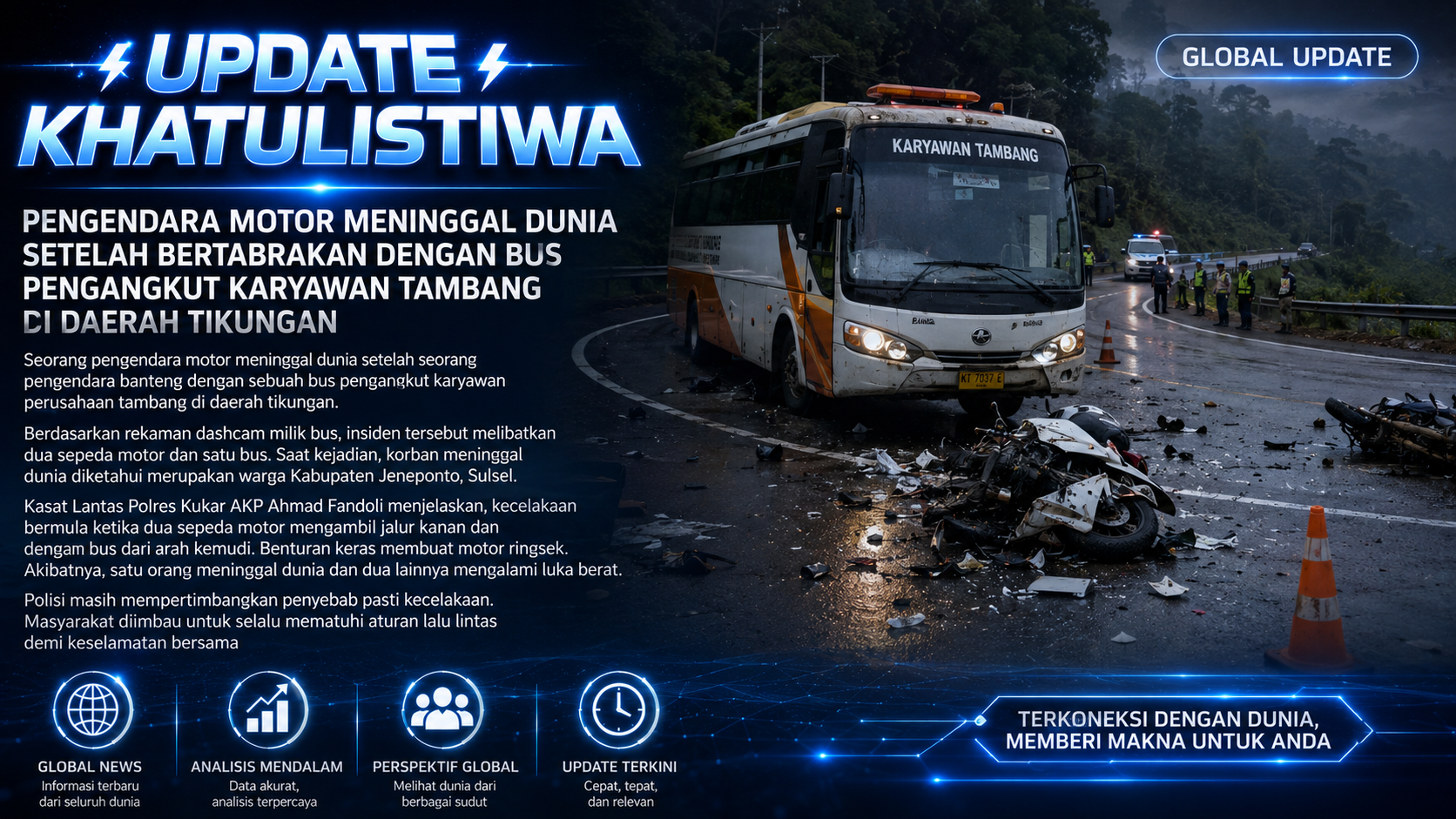 Seorang pengendara motor meninggal dunia setelah seorang pengendara banteng