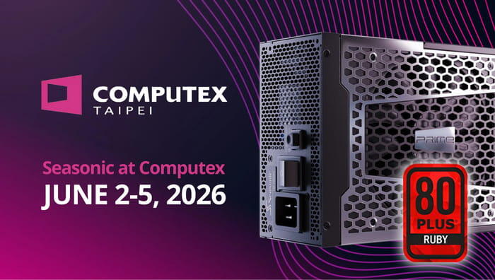 Seasonic akan memamerkan PSU 5200W 80 PLUS Ruby di Computex 2026.