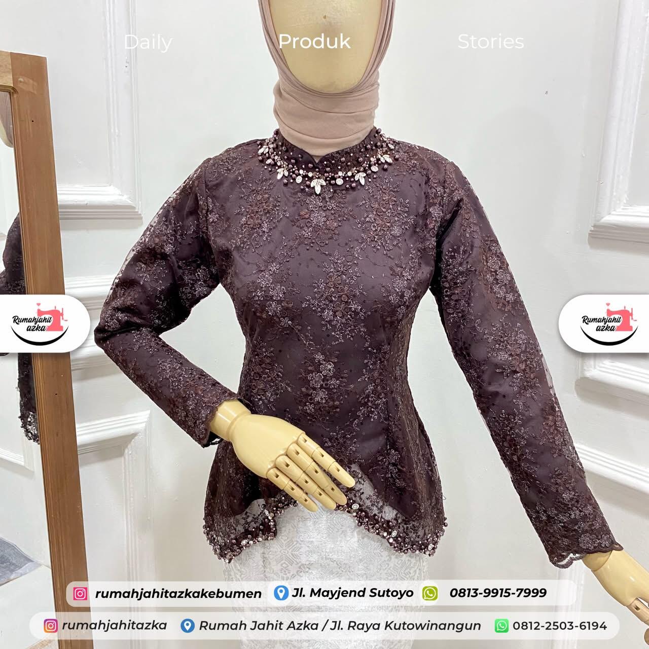 Oneset Kebaya Modern Mix Payet Mutiara Premium by Rumah Jahit Azka