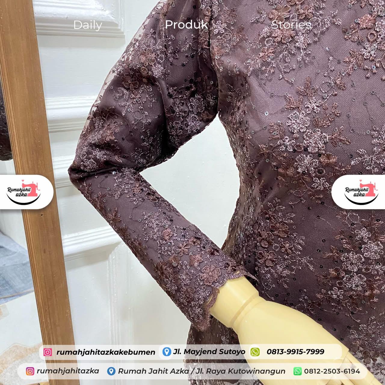 Oneset Kebaya Modern Mix Payet Mutiara Premium by Rumah Jahit Azka