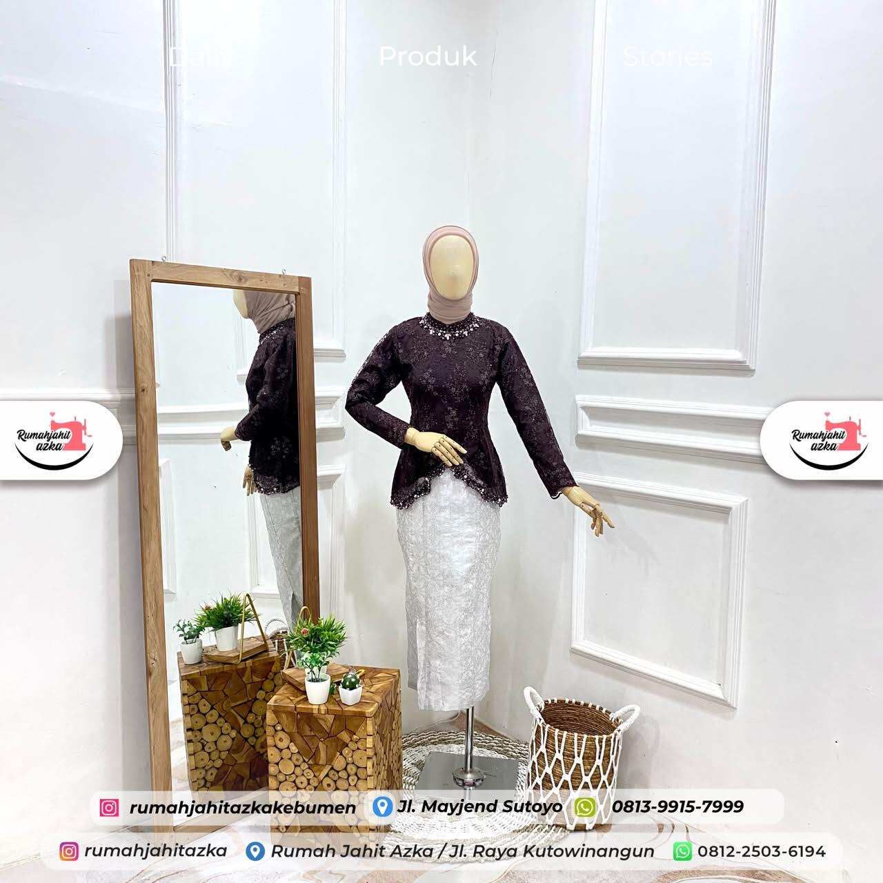 Oneset Kebaya Modern Mix Payet Mutiara Premium by Rumah Jahit Azka