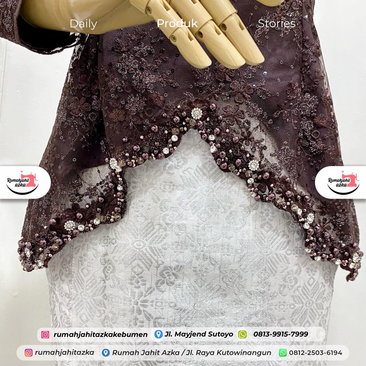 Oneset Kebaya Modern Mix Payet Mutiara Premium by Rumah Jahit Azka
