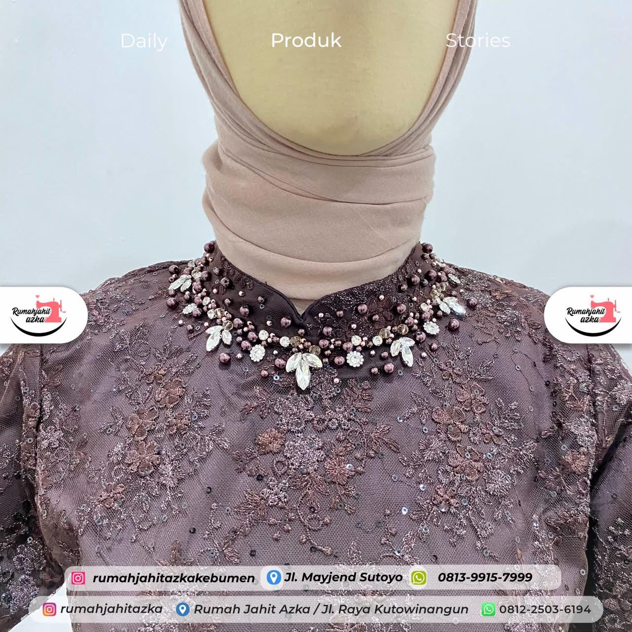 Oneset Kebaya Modern Mix Payet Mutiara Premium by Rumah Jahit Azka