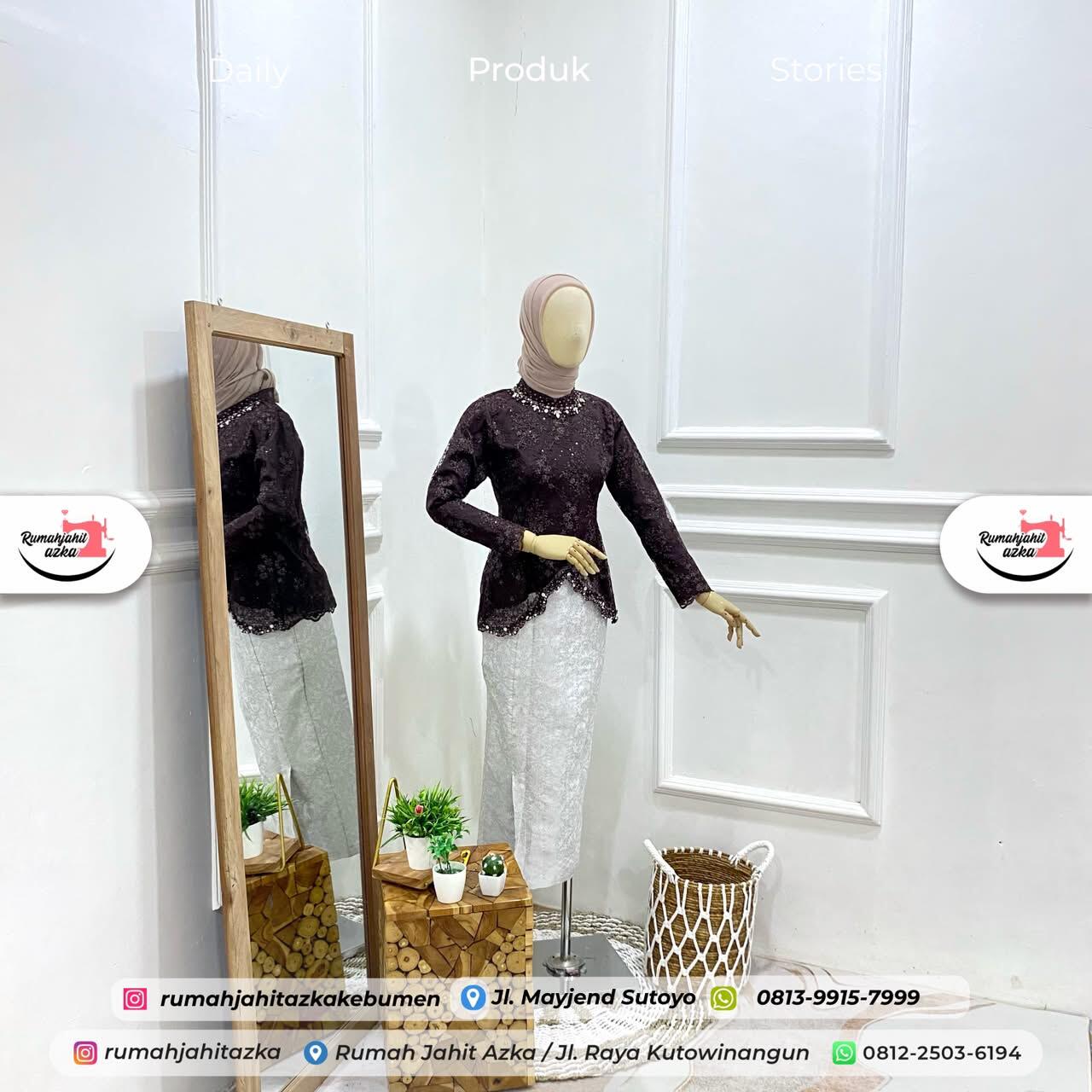 Oneset Kebaya Modern Mix Payet Mutiara Premium by Rumah Jahit Azka