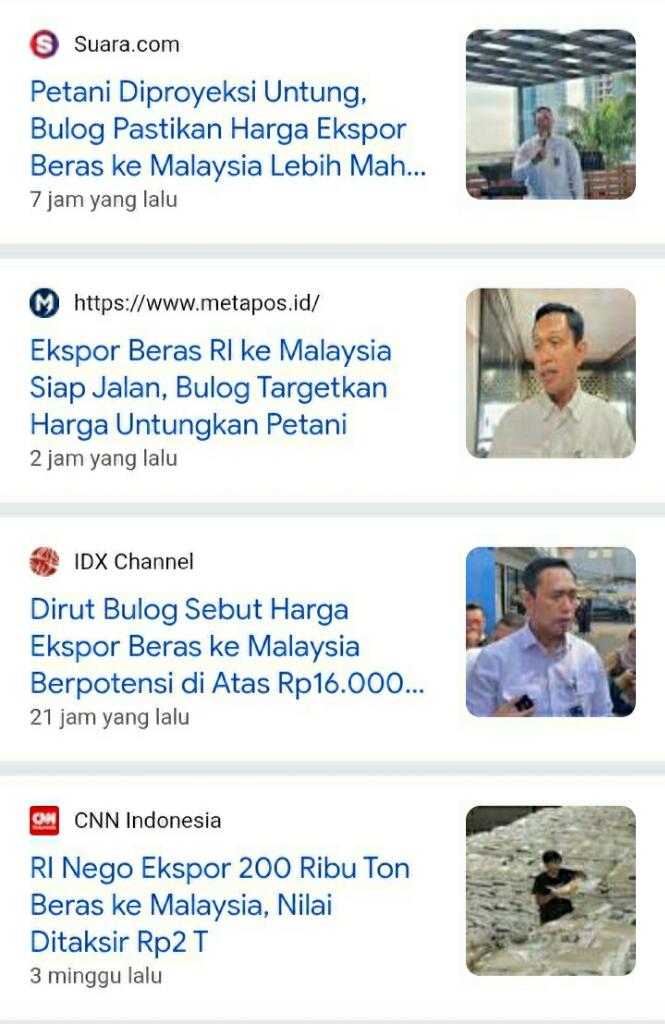 Ekspor Beras ke Malaysia, Bulog Pasang Harga di Atas HET
