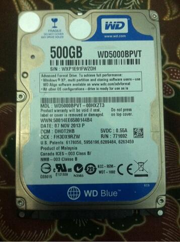 Hardisk 2,5" kapastias 500gb murah gan