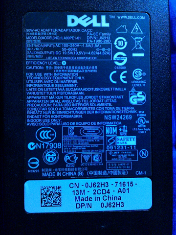 Charger Dell 90W tipe PA-3E Slim