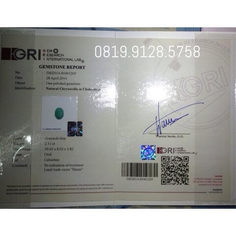 DIJUAL BATU CINCIN BACAN TEMBUS IMUT MEWAH BER - SERTIFIKAT GRI !!!