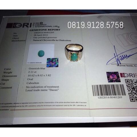 DIJUAL BATU CINCIN BACAN TEMBUS IMUT MEWAH BER - SERTIFIKAT GRI !!!