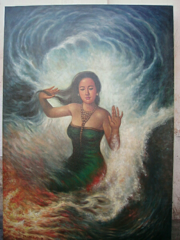 (Diskon spesial) Lukisan oil canvas tema Ratu Kidul, harga nego abis