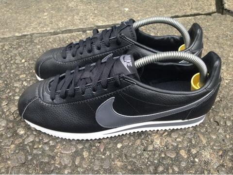 nike cortez black grey leather