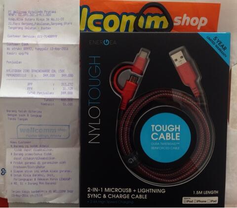 kabel charger ( ENERGEA ) iphone 5,5s,6,6s,7 / android