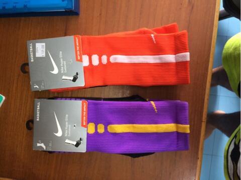Nike elite basket socks kaos kaki original (ungu dan oren) size L mumer