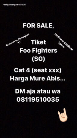 tiket concert / konser foo fighters national stadium singapore