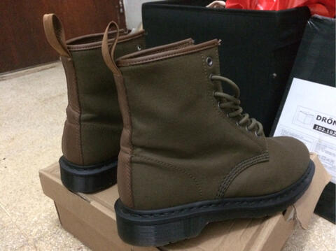 green canvas doc martens