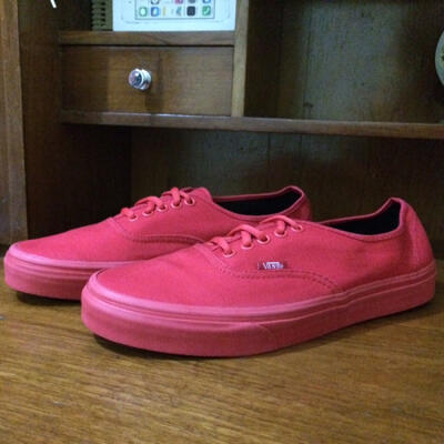 all red authentic vans