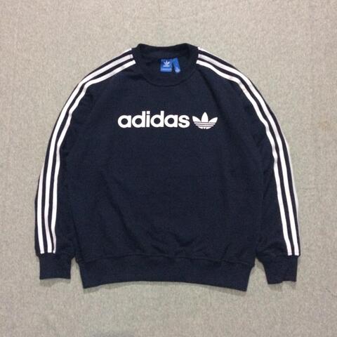 Crewneck Sweater Adidas Lineae Navy Size M dan L