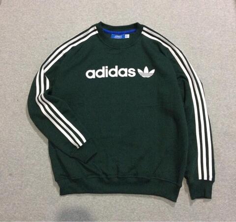Crewneck Sweater Adidas Linear Green Army Size M dan L