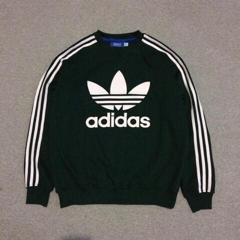 Crewneck Sweater Adidas Logo Green Army Size M dan L
