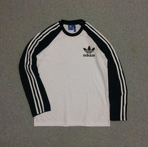 Longsleeve Adidas Putih Hitam Size M dan L