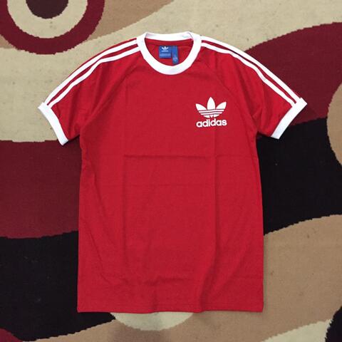 KAOS ADIDAS MERAH BEST SELLER SIZE M DAN L