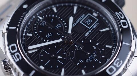 TAG HEUER AQUARACER 500M CHRONOGRAPH AUTOMATIC CERAMIC BEZEL STEEL 43MM