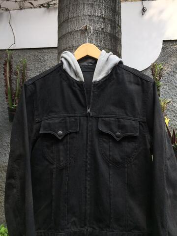 TRUCKER DENIM JACKET HOODIE ZIPPER 