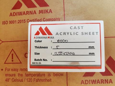 Toko acrylic lembaran Tangerang uk triplek 122x244 5mm Bening