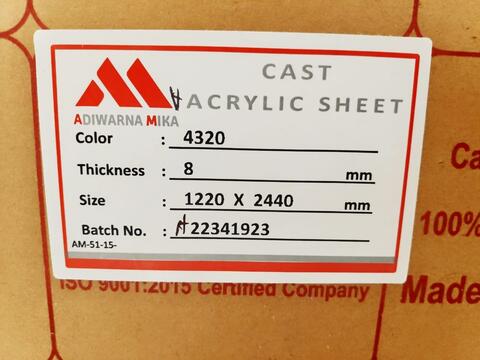 Toko acrylic lembaran Tangerang uk triplek 122x244 8mm Putih Susu