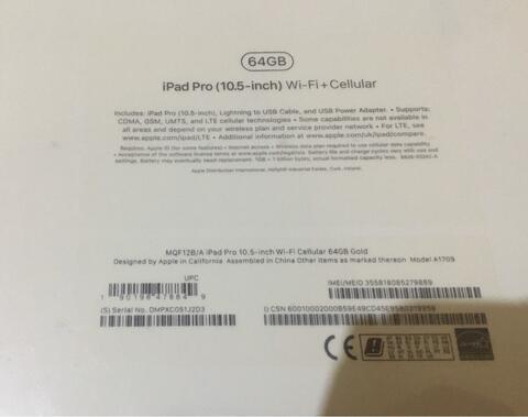 BNIB Ipad pro 10,5 10.5 inch 64gb Wifi Cellular Gold