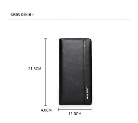 BISON DENIM Clutch Dompet Pria Dual Zipper Leather Kulit Sapi Asli