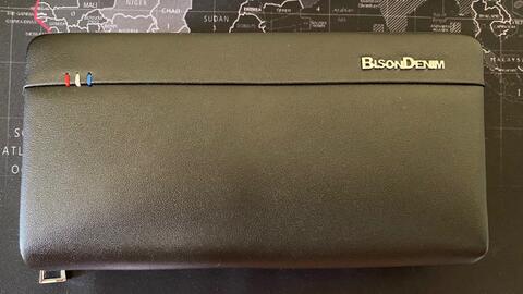 BISON DENIM Clutch Dompet Pria Dual Zipper Leather Kulit Sapi Asli