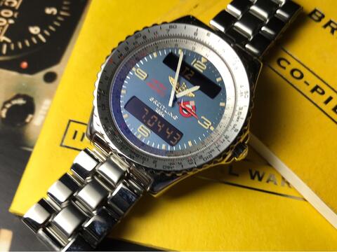 ORIGINAL NOS BREITLING NAVITIMER CO-PILOT ANALOG DIGITAL RED ARROWS 42MM