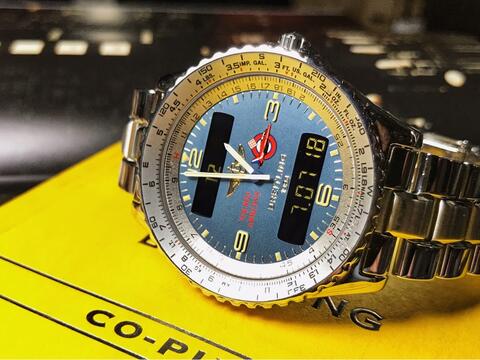 ORIGINAL NOS BREITLING NAVITIMER CO-PILOT ANALOG DIGITAL RED ARROWS 42MM