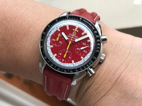 ORIGINAL OMEGA SPEEDMASTER RED SCHUMACHER AUTOMATIC CHRONOGRAPH 39MM