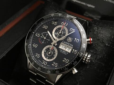 ORIGINAL TAG HEUER CARRERA AUTOMATIC CHRONOGRAPH DAY DATE CAL16 43MM