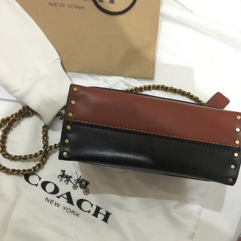 Tas Coach Parker with Rivets and Snakeskin Shoulder Bag