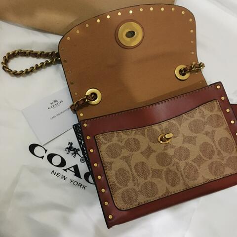 Tas Coach Parker with Rivets and Snakeskin Shoulder Bag