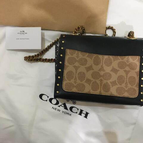 Tas Coach Parker with Rivets and Snakeskin Shoulder Bag