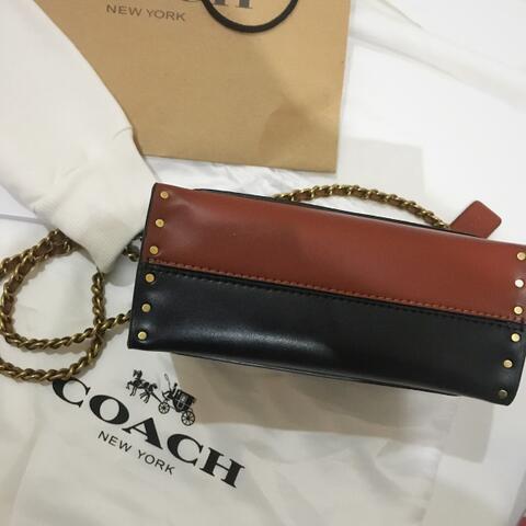 Tas Coach Parker with Rivets and Snakeskin Shoulder Bag